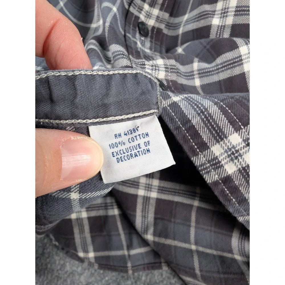 Polo Ralph Lauren Work Shirt Mens‎ Large Gray Plaid Pockets Throat Latch